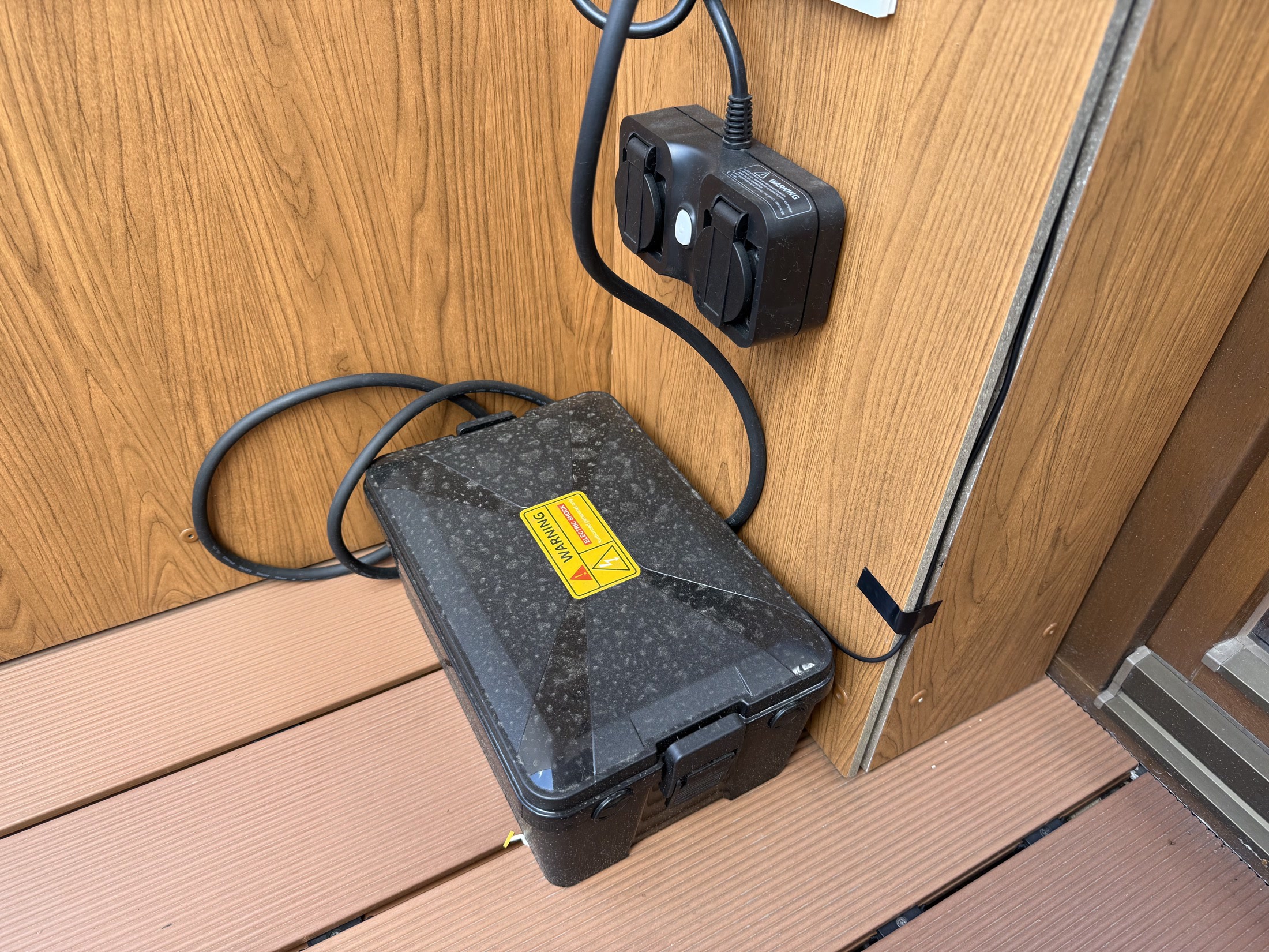 The current outdoor enclosure on the balcony.